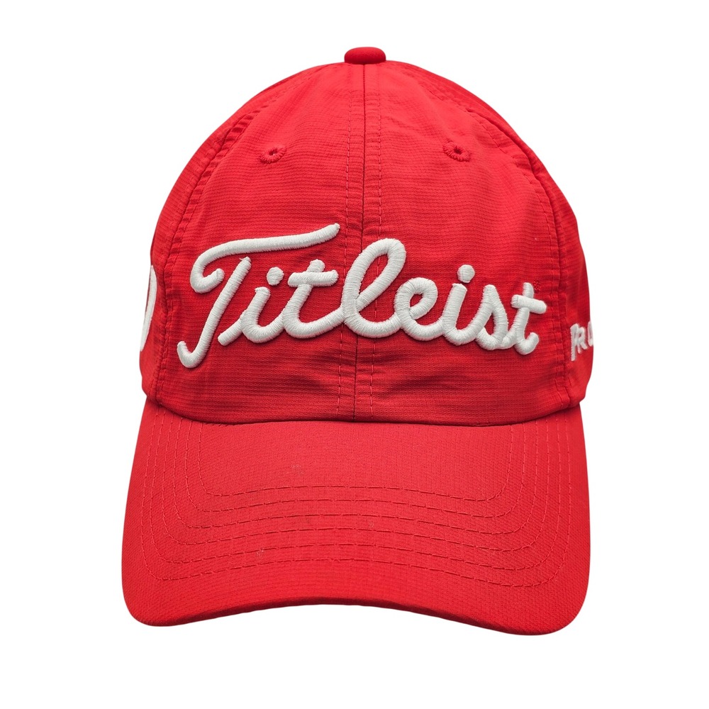Titleist Pro V1 FJ Golf Hat Red Performance Tour Adjustable FootJoy Mens Cap
